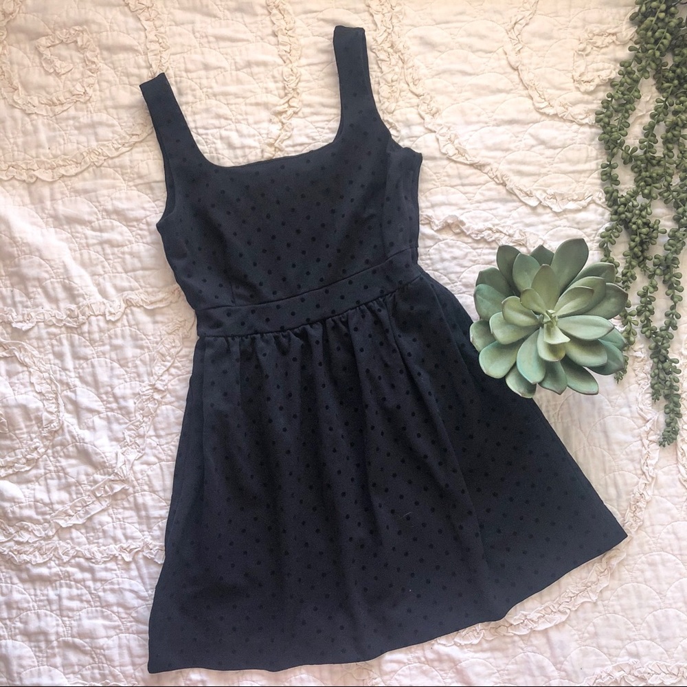 Madewell Black Polka Dotted Sleeveless Dress